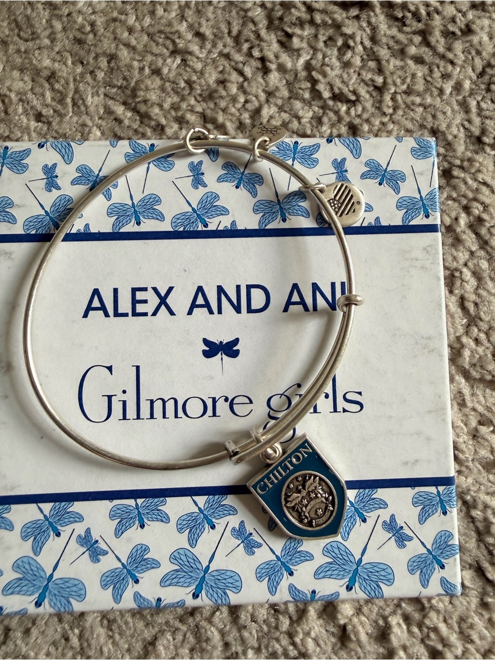 Like new Gilmore Girls Alex and Ani Silver Bangle with Chilton Charm